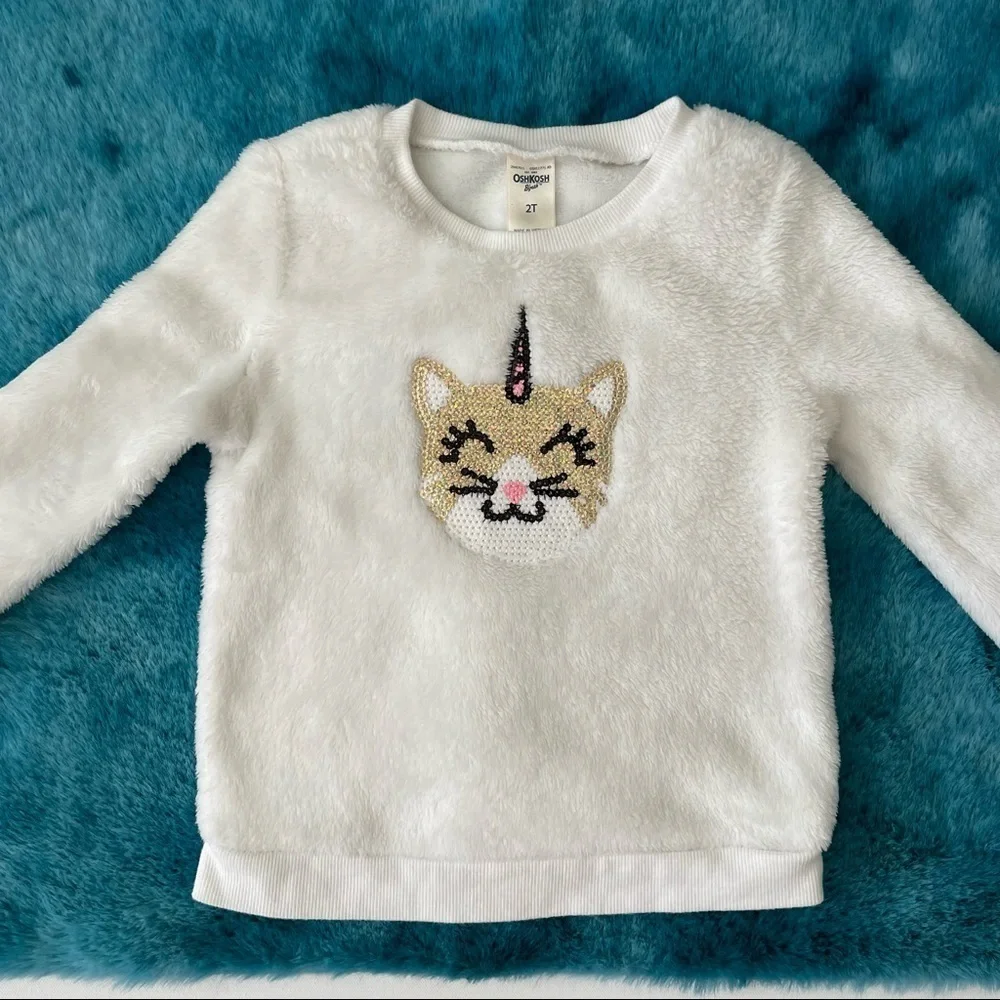 OshKosh B’gosh Toddler Girl Sequin Fuzzy Sweater Size 2T